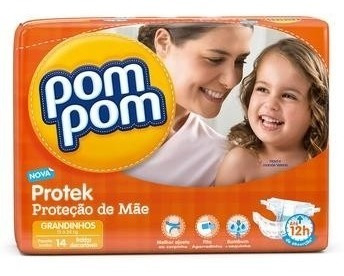 Atacado Fralda Pompom Protek Baby Grandinhos - Com 84 Uni.