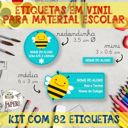 Imagem 5 de 10 de Kit Com 82 Etiquetas Escolares Em Vinil - Skip Hop =)