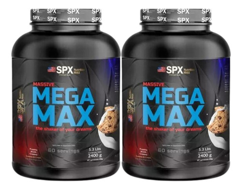 Spx Mega Max Super Concentrado Proteico Cookies And Cream Con Bcaa Creatina 2,4kg Pack X2