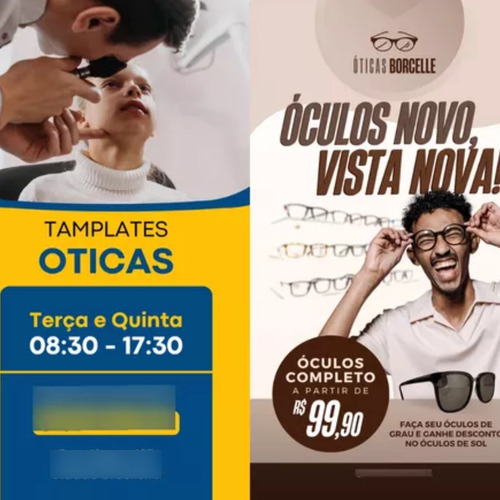 Modelos Template Designs Artes Editáveis Canva Óticas Óculos
