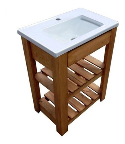 Mueble Vanitory Baño Estil Campo Madera 4 Pino Bacha Pileta 