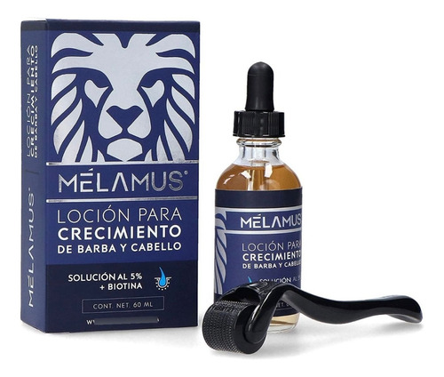 Melamus Loción Crecimiento Barba Y Cabello + Derma Roller