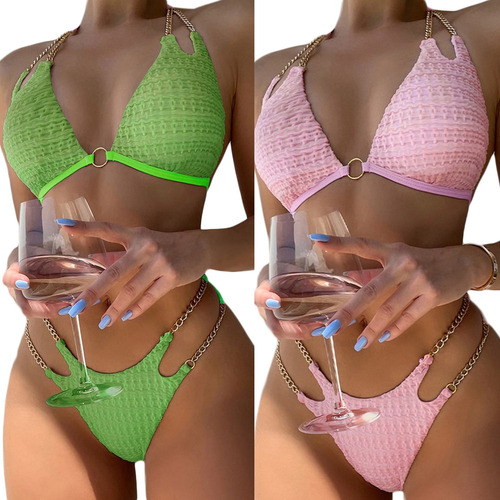 C (pk-xl) Traje De Baño Tipo Tanga De Corte Alto Con Cuello
