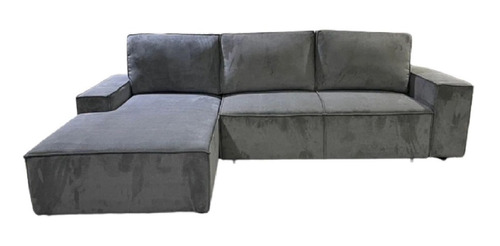 Sofá Con Chaise Longue Alex En Tela Gris Y Beige Finkel