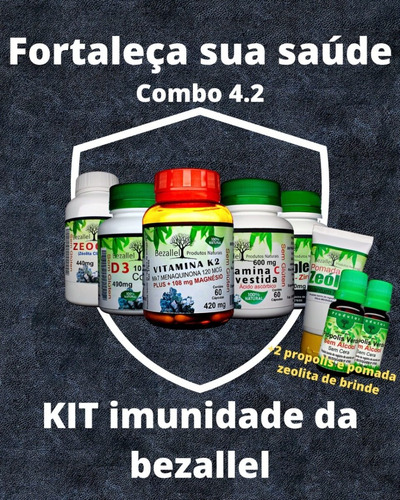 Imagem 2 de 5 de Combo4 Imunidade Zeocaps+vitd3+k2+zinco+vitc+3 Brindes Top
