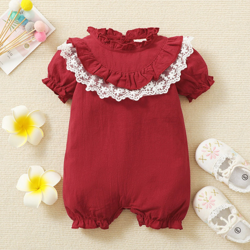 Mameluco Verano De Algodón Mono Bebé Con Estampado 0-24meses Rojo 9-12 M