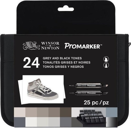 Estuche Winsor & Newton Promarker X24 Tonos Grises Y Negros