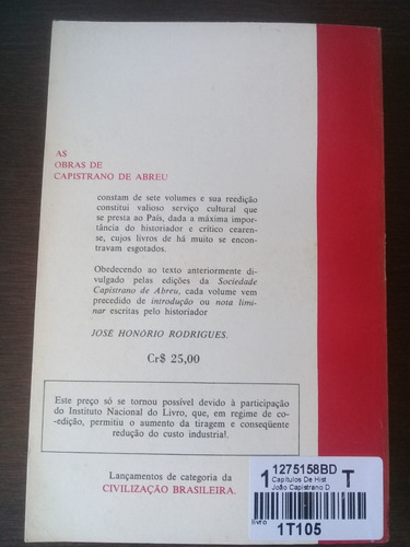 Livro Capítulos De História Colonial - Capistrano De Abreu