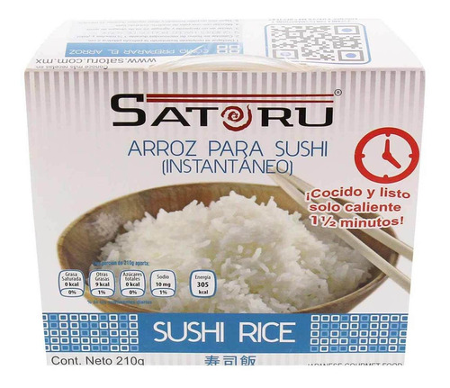 Arroz Japonés Cocido Satoru Para Hacer Sushi 210g