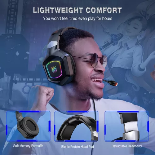 Audífonos Cascos Gamer Onikuma Gaming Headset X8 Negros Led Color Negro