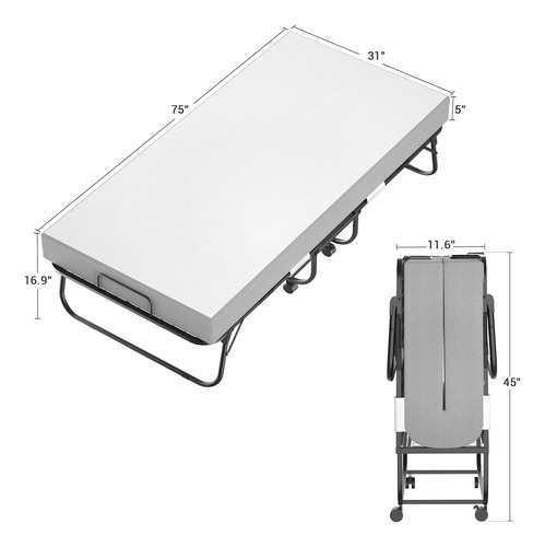Cama Plegable Con Colchón De Espuma Viscoelástica 5