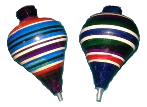 Gcg 2 Trompos De Madera Colores Tradicional Y Cuerdas Retro