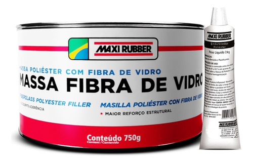 Massa Poliester Com Fibra De Vidro Maxi Rubber 750g