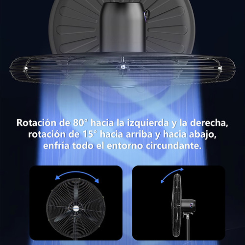 Ventilador Industrial Pedestal Ventilador Pie Poderoso Flujo Cantidad De Aspas 3 Estructura Plateado Aspas Plata Material De Las Aspas Aluminum