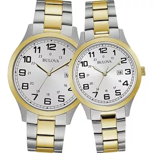 Reloj pulsera Bulova 98B304 de cuerpo color plateado, analógico, fondo plateado, con correa de acero inoxidable color y desplegable