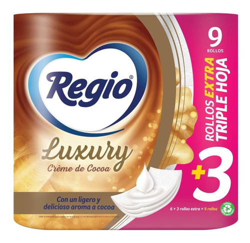 Imagen 1 de 1 de Papel Higiénico Regio Luxury Creme De Cocoa 9 Rollos