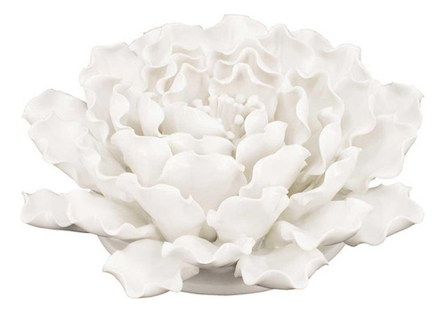 Flor Decorativa Para Pared O Mesa Color Blanco De Cerámica