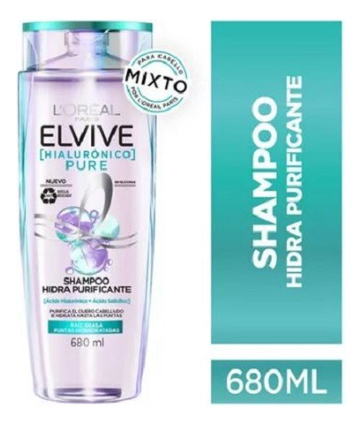 Shampoo Elvive Loreal Hialurónico Pure 680 Ml