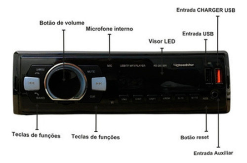 Auto Radio Mp3 Crossfox Trafic Bt Rca Fm Sd Usb Rbg