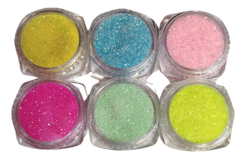 Set 6 Pigmentos Micro Glitters Modelo 1