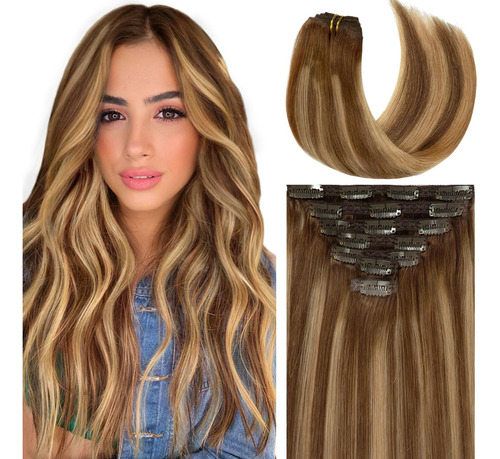 Caliee Extensiones De Cabello Humano Real Con Clip Para Cabe