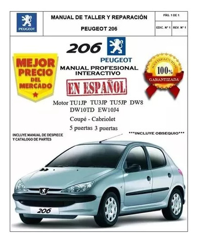 Manual Taller Servicio Y Catalogo Partes Peugeot 206