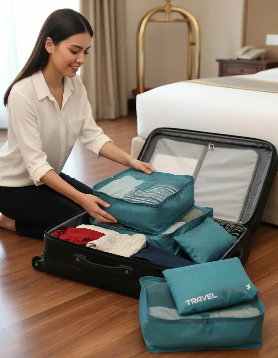 Organizador De Valija Travel Tech Viaje 6 Piezas 16029c Gris Celeste