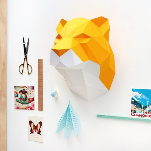 Imagen 2 de 5 de Cabeza De Tigre De Papel 3d Decoración