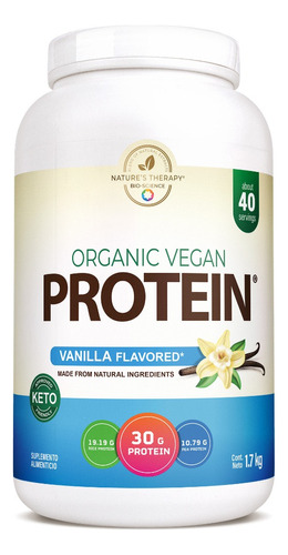 Proteína Vegana Orgánica Natures Therapy® Premium 1.7kg Sabor Vainilla