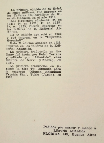 Libro El Erial De Constancio C.vigil Año 1935-7ma.edicion (Usado)