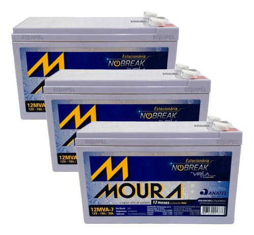 Batería Moura 12v/7ah Recargable Sellada Ups Alarma Pack X3u
