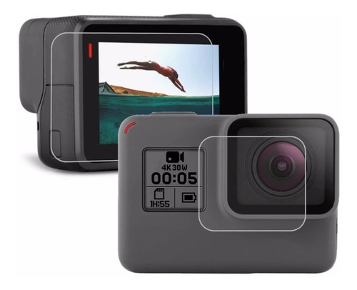 Imagem 4 de 8 de 2 Película Proteção Lente E Tela Lcd Gopro Hero 5 6 Black
