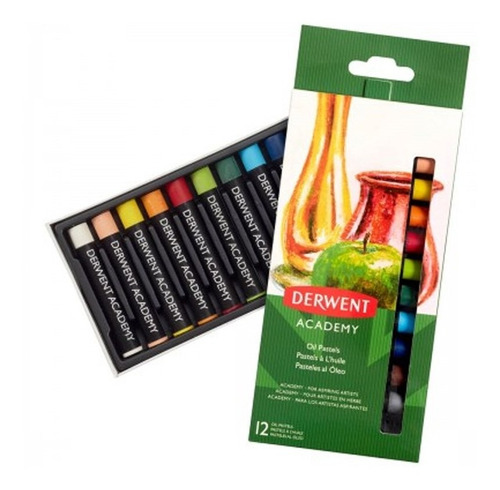 Tiza pastel aceitosa Academy Derwent de 12 colores
