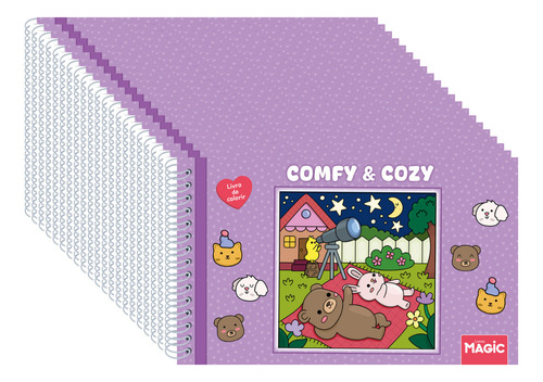 Kit 28 Livros De Colorir Comfy E Cozy Tik Tok 48 Desenhos Comfy And Cozy Purple Folha 180 Gm2 - Atacado
