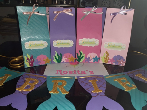 Imagen 2 de 6 de Cotillon Sirena Docena Tipo Cajita De Leche Recuerdos Fiesta