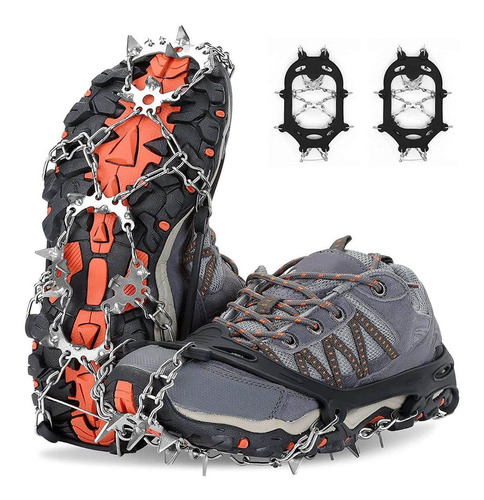 Crampones Con Clavos Inox. Para Botas De Nieve. Negro - M