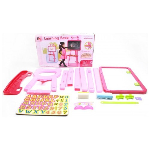 Pizarra Pizarron De Pie Tipo Atril Fibra Tiza Magnetico Rosa