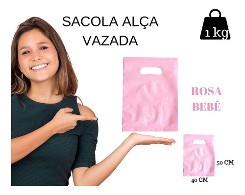 Sacola Boca De Palhaço -1 Kg Cor ROSA BEBÊ 40x50