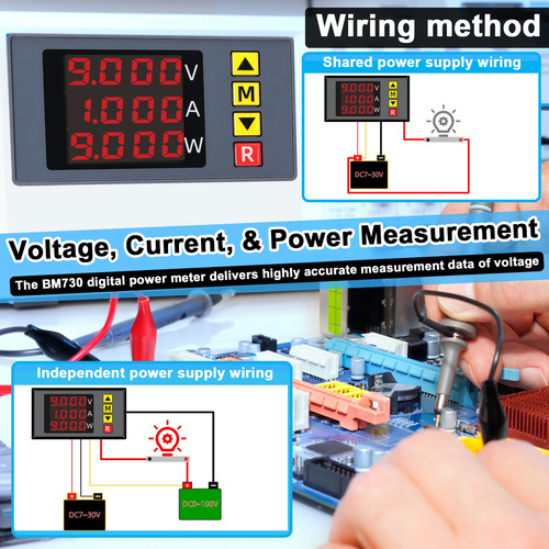 Voltímetro/amperímetro Digital Bm730 3 Em 1 Com Campainha E