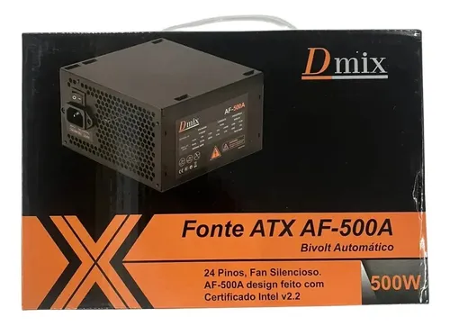 Fonte ATX 500W Bivolt Dmix AF-500A Silenciosa PC Desktop
