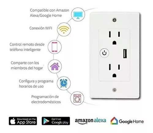 Enchufe Usb Wifi Socket Inteligente Para Pared 110v Premium