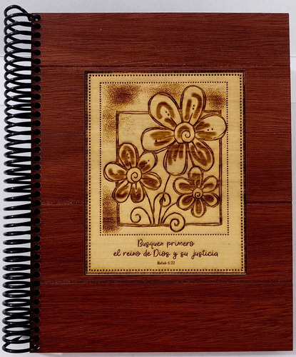 Cuaderno De Madera Grabado Artesanal Regaleria Cristiana #05