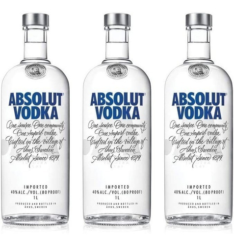 Vodka Absolut Original 750ml Kit 3 Unidade Original Promoção