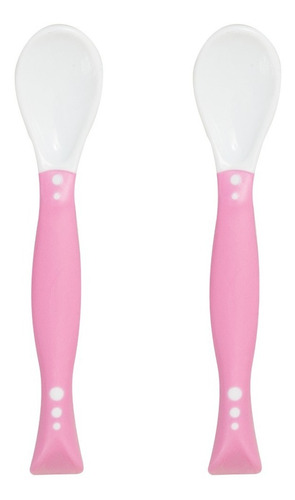 Colher Infantil Dobrável De Silicone 2 Uni Colorida Clingo Cor Rosa