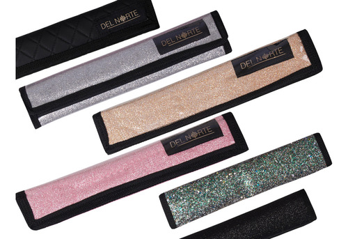 Funda Protector Cubre Cinturón Seguridad Auto Glitter Cuero Color Glitter Dorado