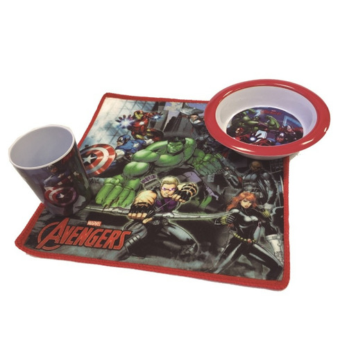 Set Avengers Bowl Más Vaso Más Toalla De Manos