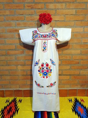 Vestido Mexicano Infantil T12 Bordado A Mão Original Varal
