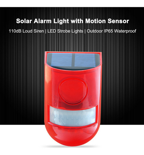 Luz De Alarme Solar Com Sensor De Movimento Pir E Sirene 110
