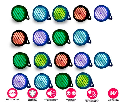 16 Cañon Par Led 80x3 W Full Color Rgb Iluminación (16pz)