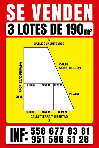 ¡súper Oferta! Se Venden 3 Lotes De 190 Metros Cuadrados.